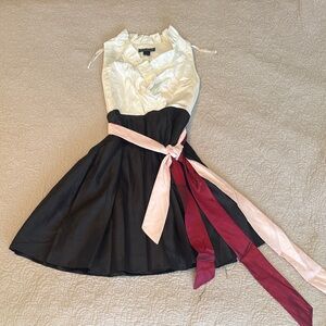 Jessica Howard Black and White Dress with Pink and Red Sash